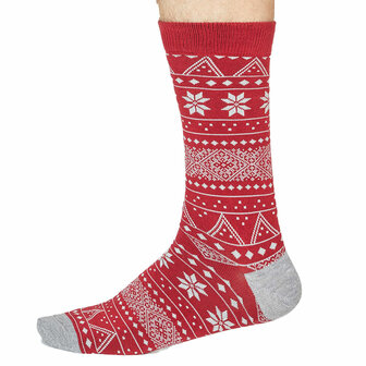 Bamboe Herensokken Olwin Fairisle Rood